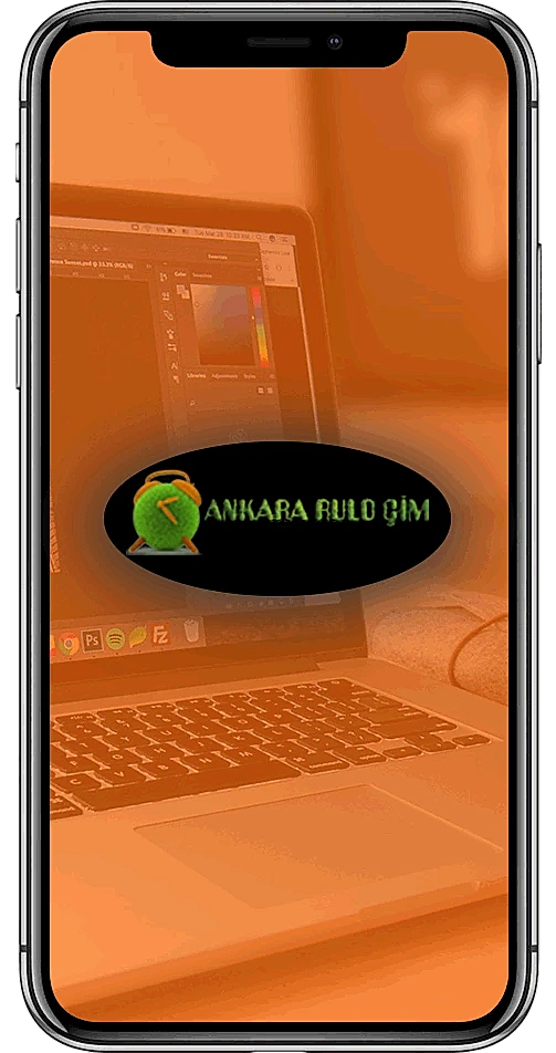 Akıllı telefon ekranında Ankara Rulo Çim logosu ve mobil uyumlu hızlı erişim ekranı.